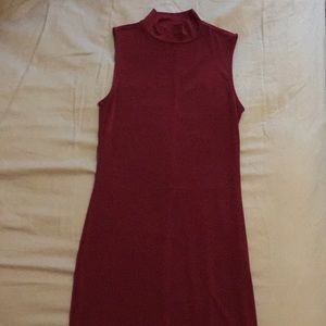 Burgundy Turtleneck Dress